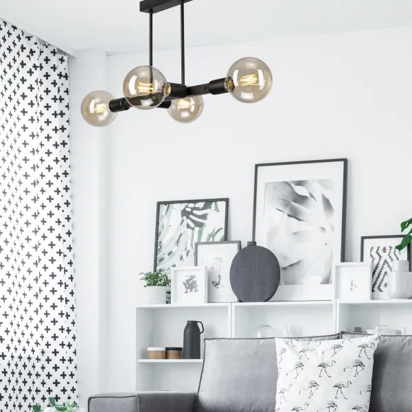 Lustră pe tijă ASTRID 4xE27/60W/230V negru