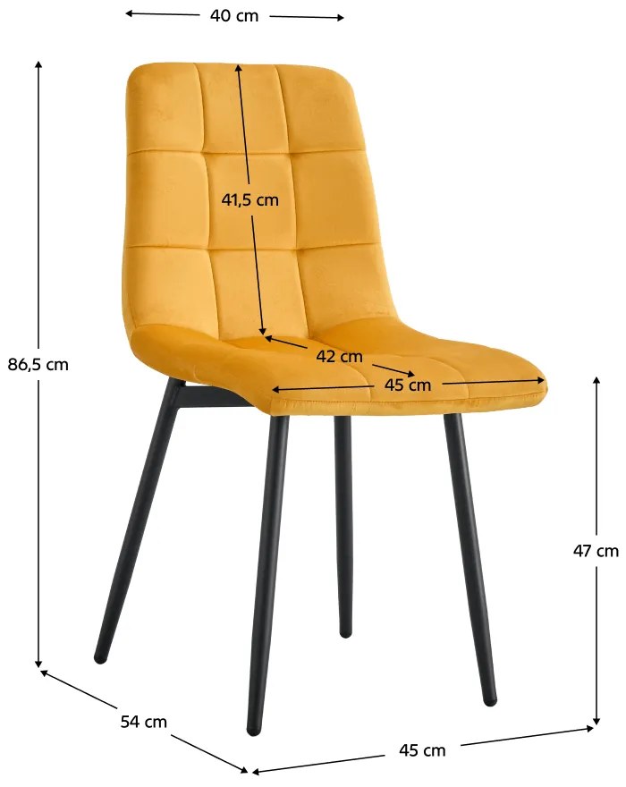 Scaun, material Velvet galben / negru, RAMITA TIP 3