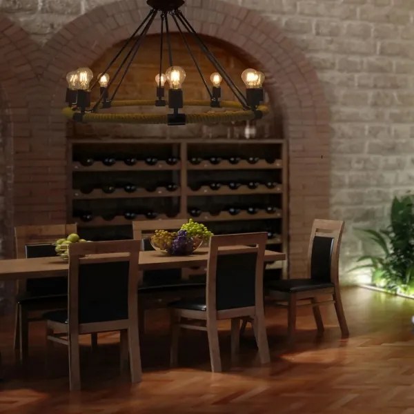 Lustră pe lanț ROPE ARTHUR 8xE27/20W/230V