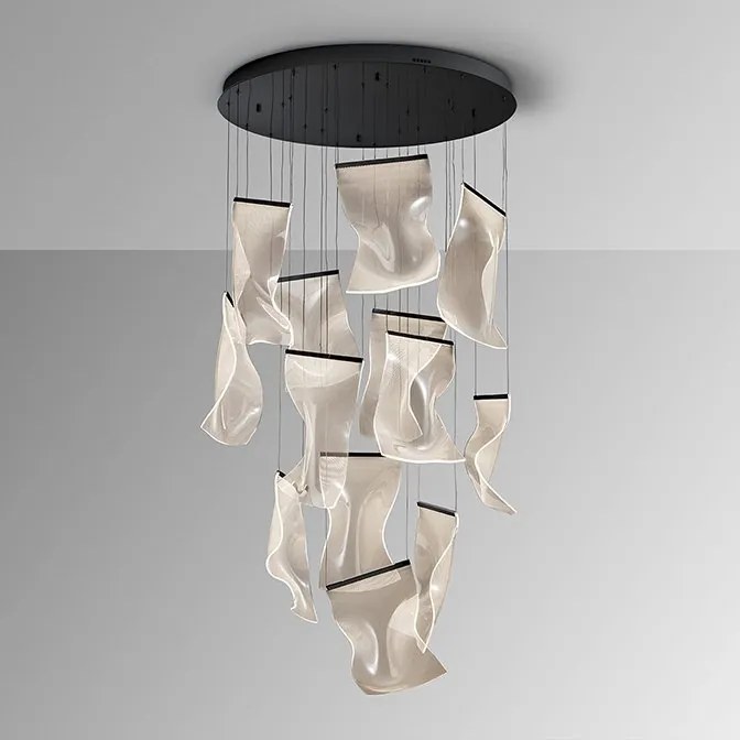 Lustra casa scarii XL cu 13 pendule LED si telecomanda Velos negru