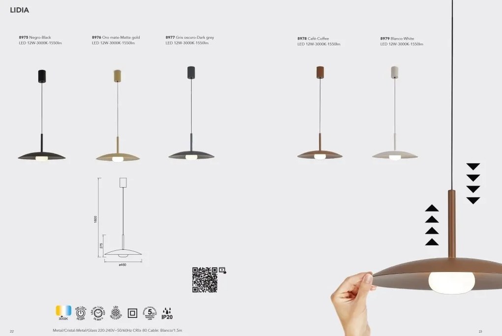 Lustra/Pendul LED design modern LIDIA cafeniu MA-8978