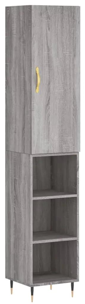 3198967 vidaXL Dulap înalt, gri sonoma, 34,5x34x180 cm, lemn prelucrat