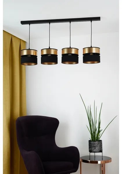 Lustră pe cablu Brilagi ROYAL 4xE27/15W/230V negru/auriu