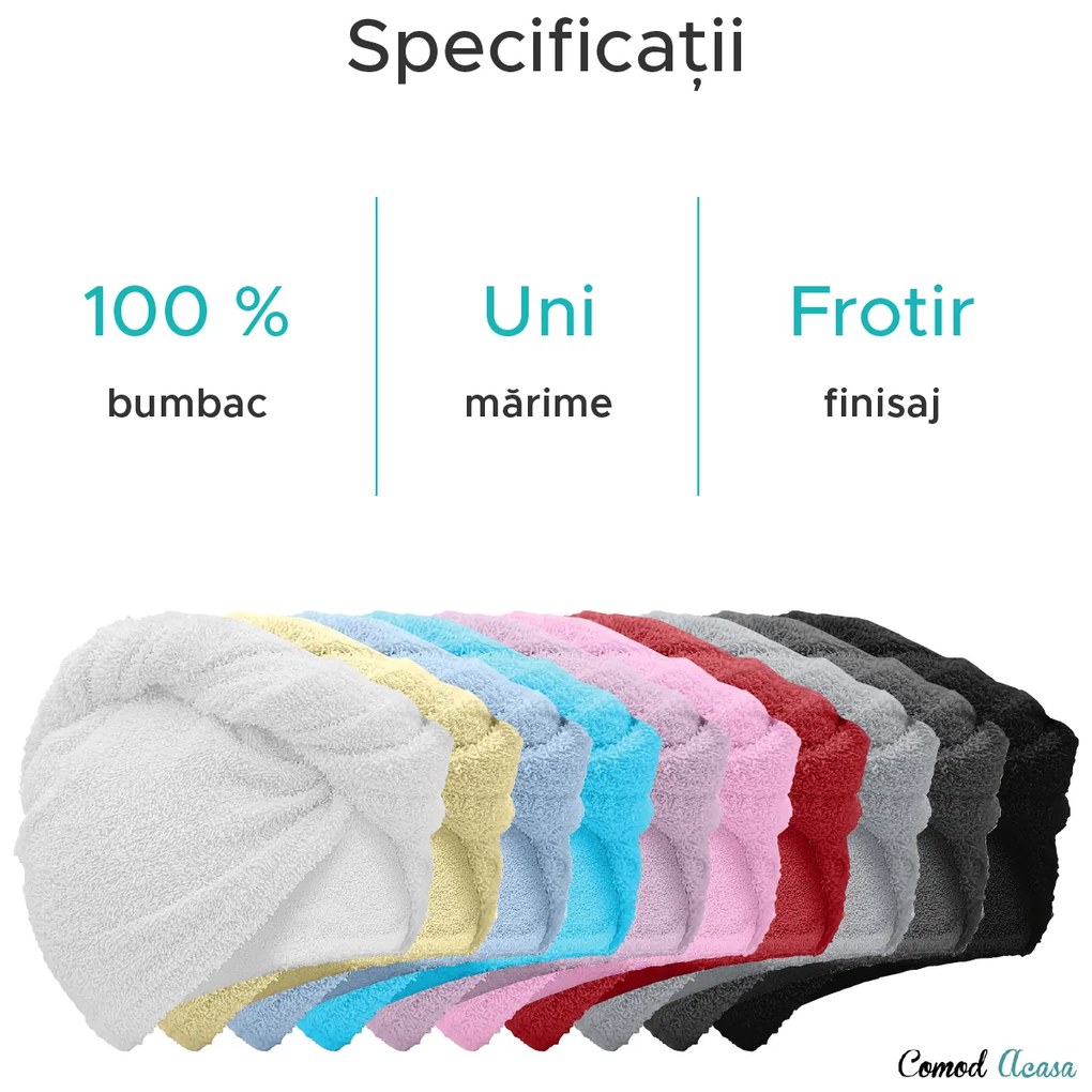 Prosop turban bej cu uscare rapida, 100% bumbac