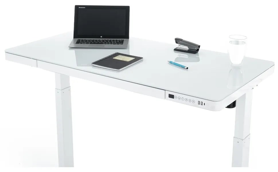 Birou OfficeTech reglabil pe inaltime, 120 x 60 cm, alb