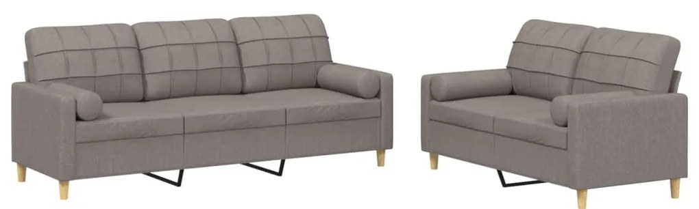 3201329 vidaXL Set de canapele cu perne, 2 piese, gri taupe, textil