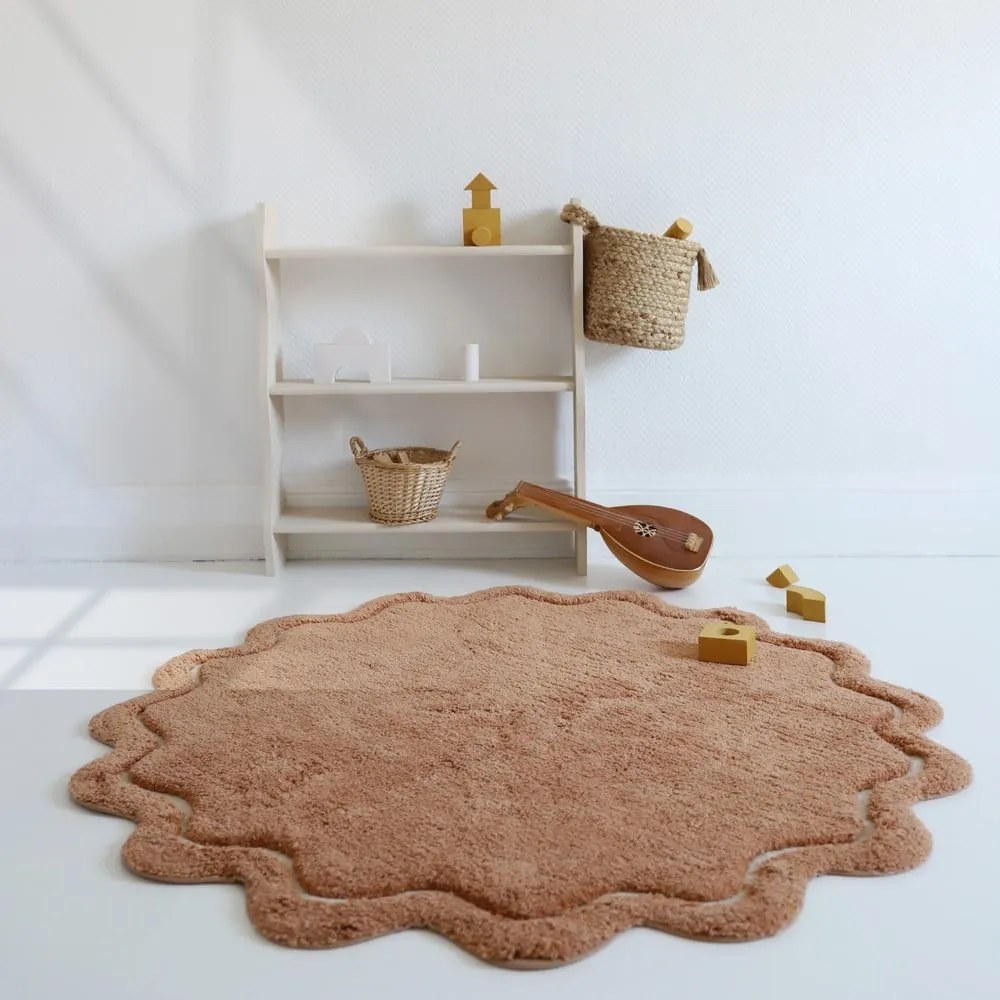 Covor cărămiziu lavabil țesut manual rotund din bumbac ø 110 cm Sweet April Toffee – Nattiot