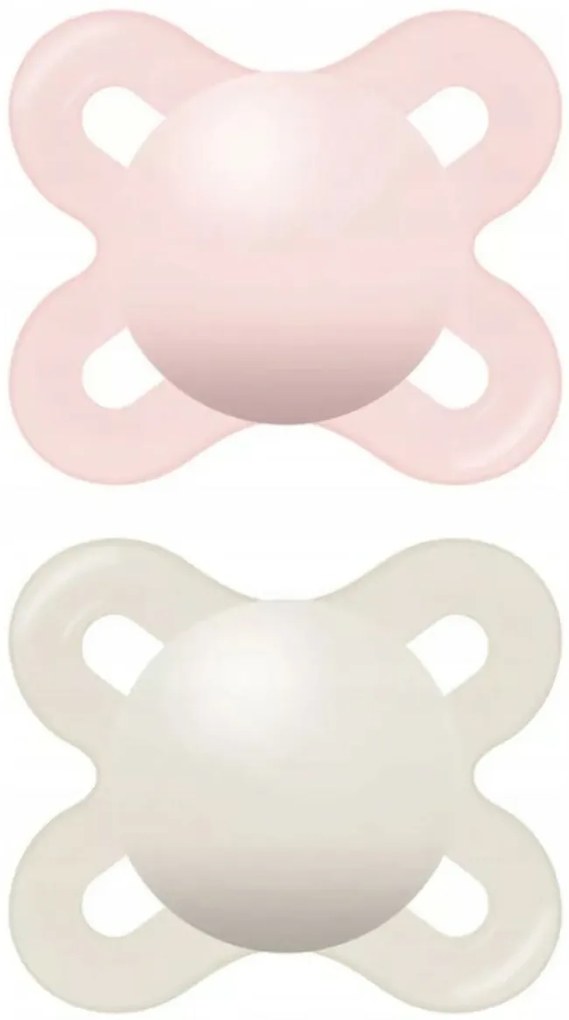 Suzeta din silicon Mam Start cu cutie - Fata, roz/crem - 2 buc