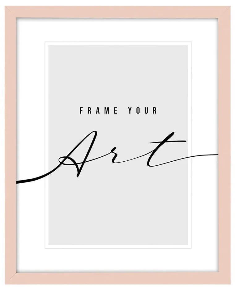 Ramă foto roz-deschis de perete din plastic 34x44 cm