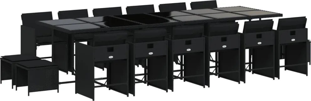 vidaXL Set mobilier de grădină cu perne, 17 piese, negru, poliratan