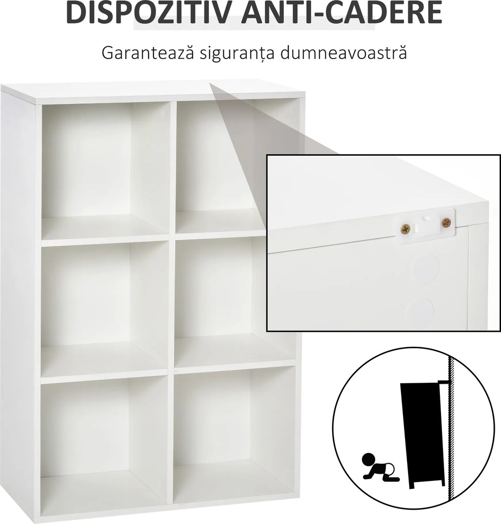 HOMCOM Mobile Libreria a 6 Cubi Moderno a Parete in Legno Bianco | Aosom Romania