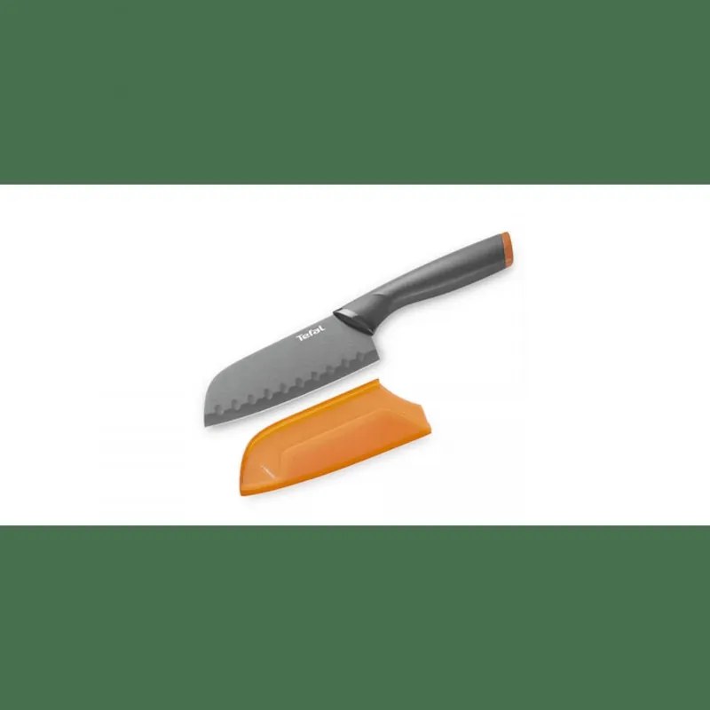 Tefal Fresh Kitchen K1220104 Cuțit Santoku, 12 cm, acoperit cu titan, Protecție lamă, Mâner ergonomic, Gri