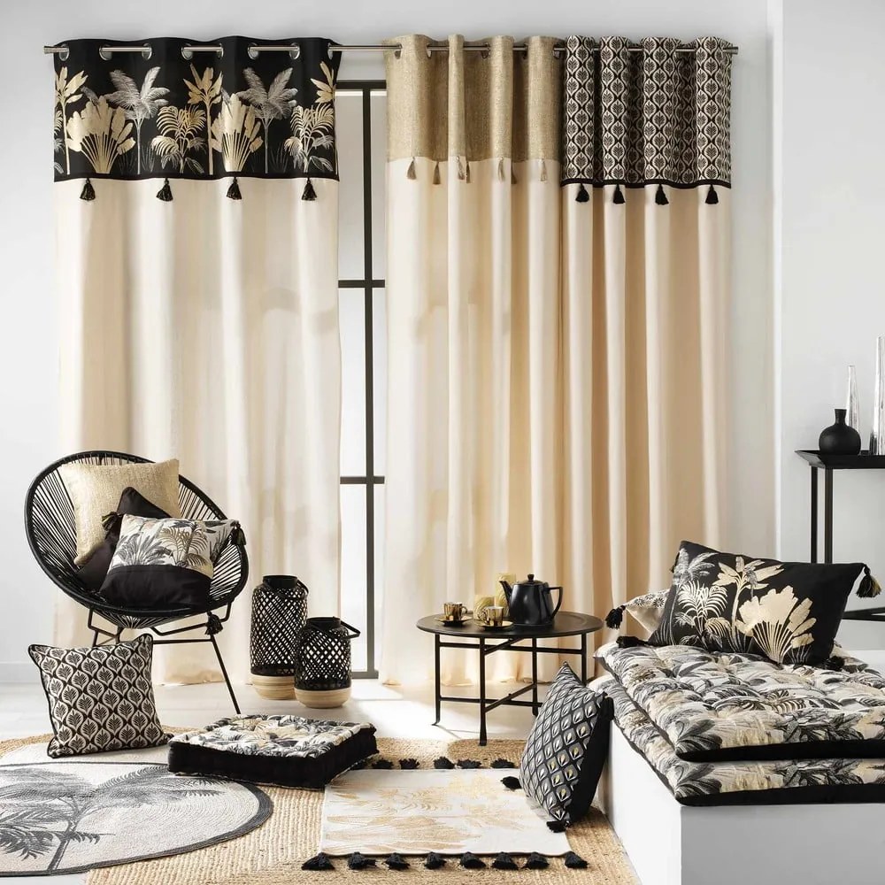 Draperie neagră/bej 140x240 cm Karaba – douceur d'intérieur