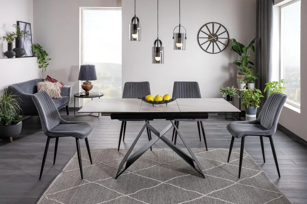 Masa extensibila Westin SC JASPER alb/negru mat L120-160 cm
