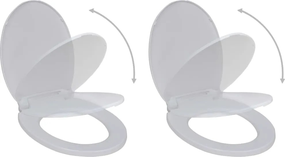 vidaXL Capace WC cu închidere silențioasă, 2 buc., alb, plastic