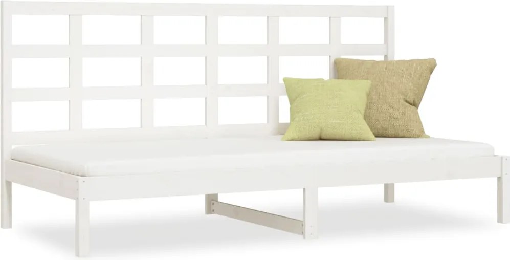 vidaXL Pat de zi fără saltea, alb, 80x200 cm, lemn masiv pin