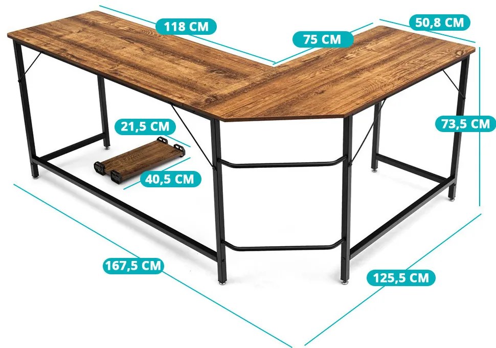 Birou de colț, maro