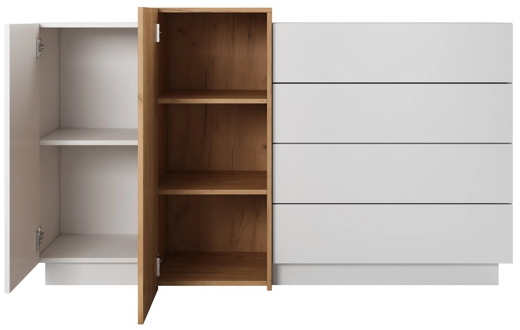 Comodă Three 2D4S (Stejar craft auriu + Alb). 1071393