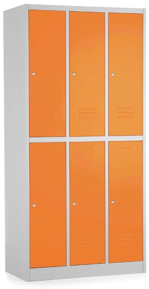 Dulap metalic - 6 cutii, 90 x 45 x 185 cm, incuietoare cu cilindru, portocaliu - ral 2004