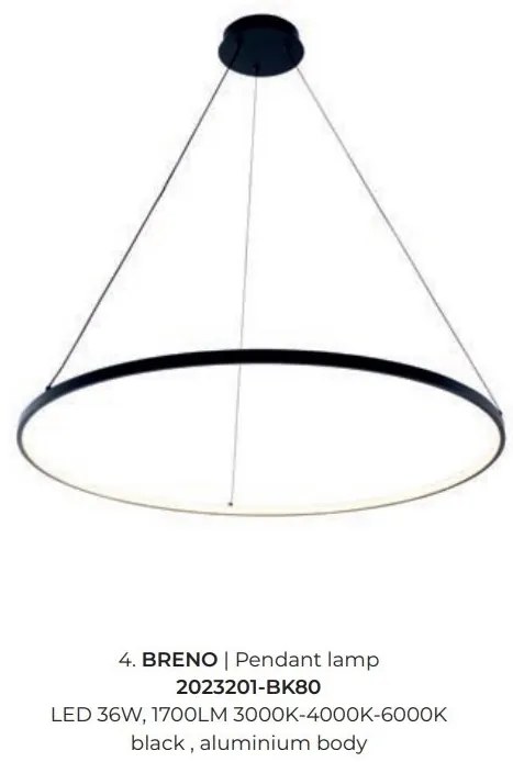 Lustra LED moderna design circular BRENO negru 80cm