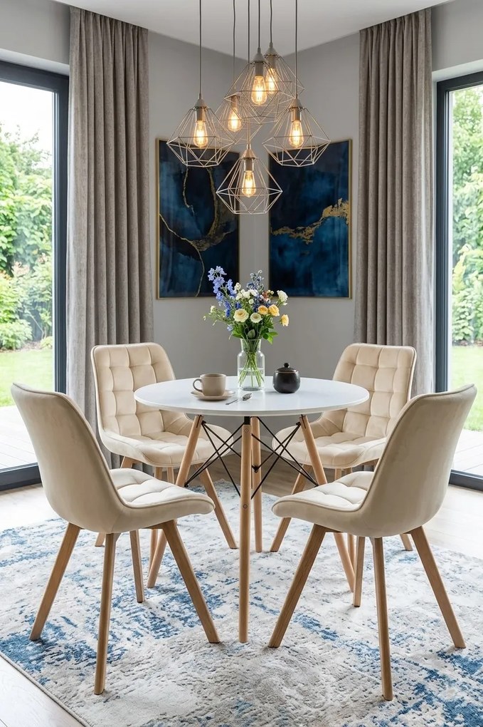 Scaun de dining SORIA VELVET, bej deschis