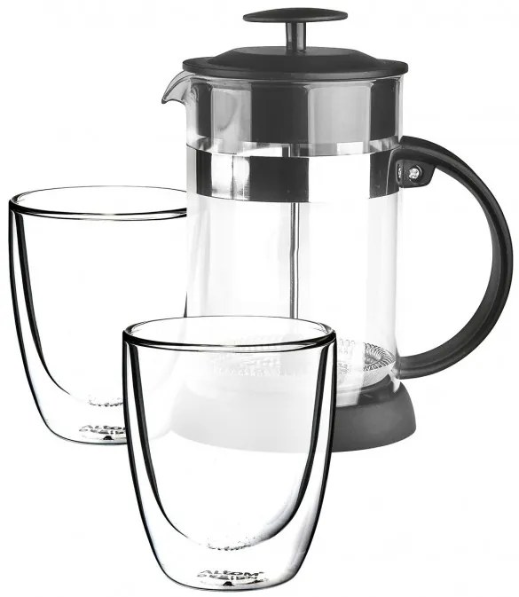 Set infusor 800 ml si 2 pahare Altom Andrea, sticla borosilicata, 300 ml