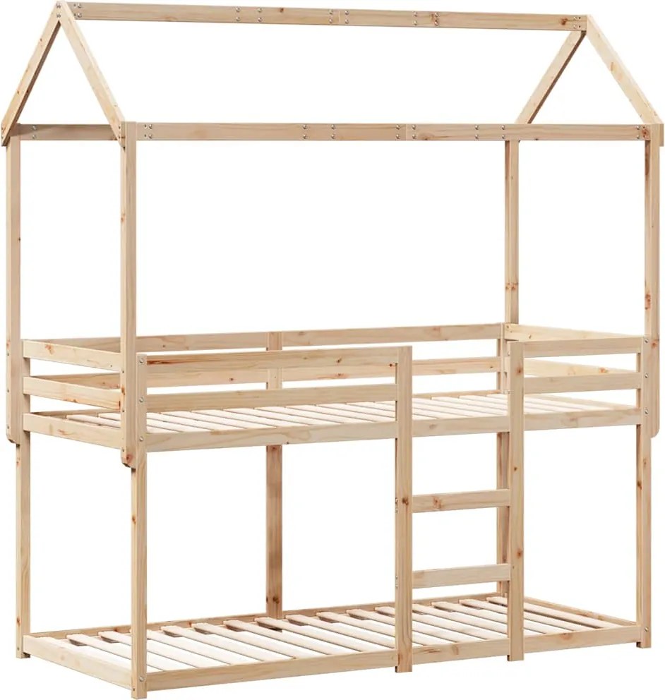 vidaXL Pat supraetajat fără saltea, 90x200 cm, lemn masiv de pin