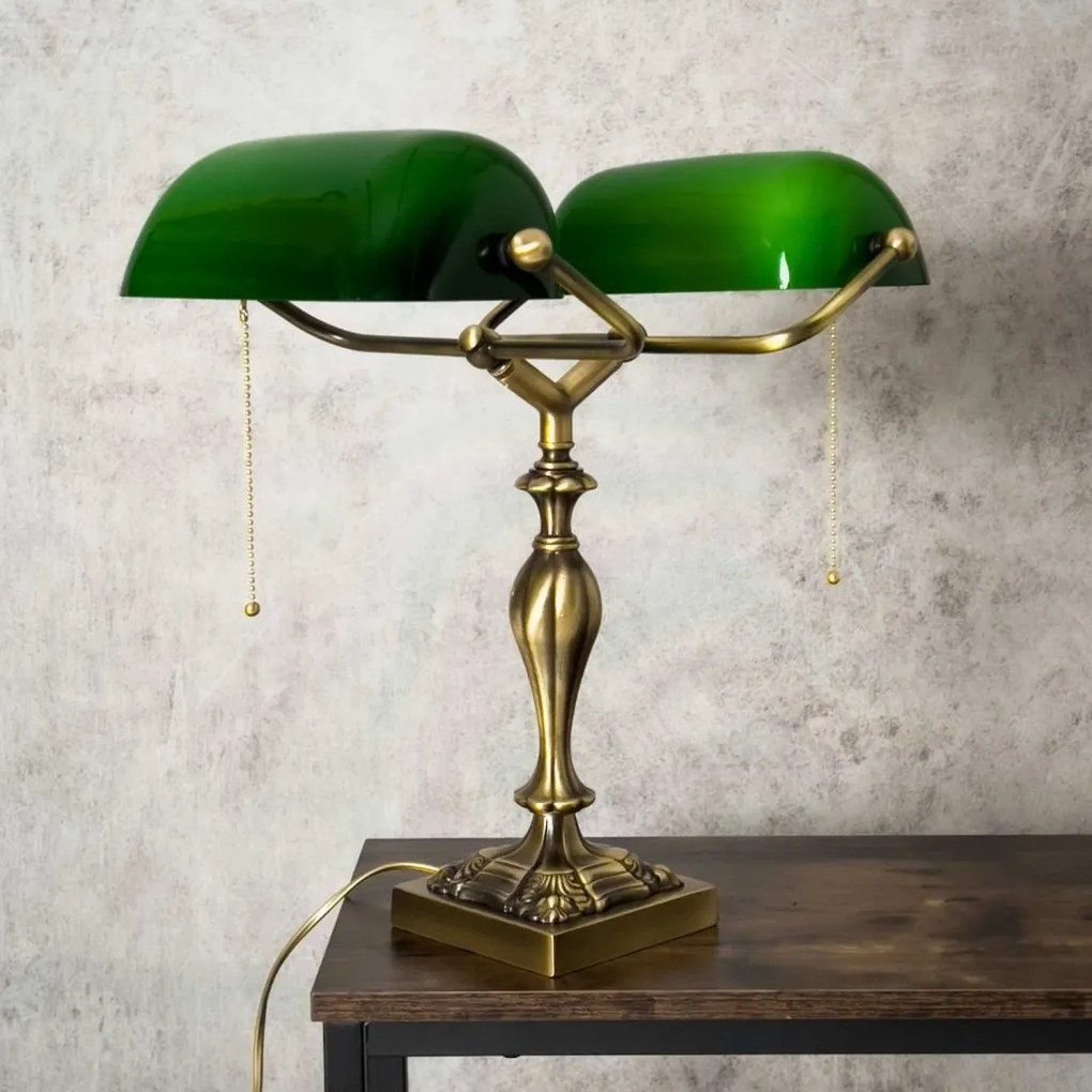 Lampa de birou din alama design clasic Double Banker's
