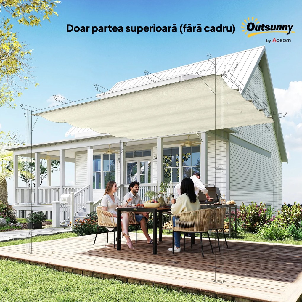 Outsunny Acoperiș Pergolă Retractabil, Copertină pentru Umbra Soarelui pentru Pergolă 3 x 2,15 m, Protecție UV30+, Crem | Aosom Romania