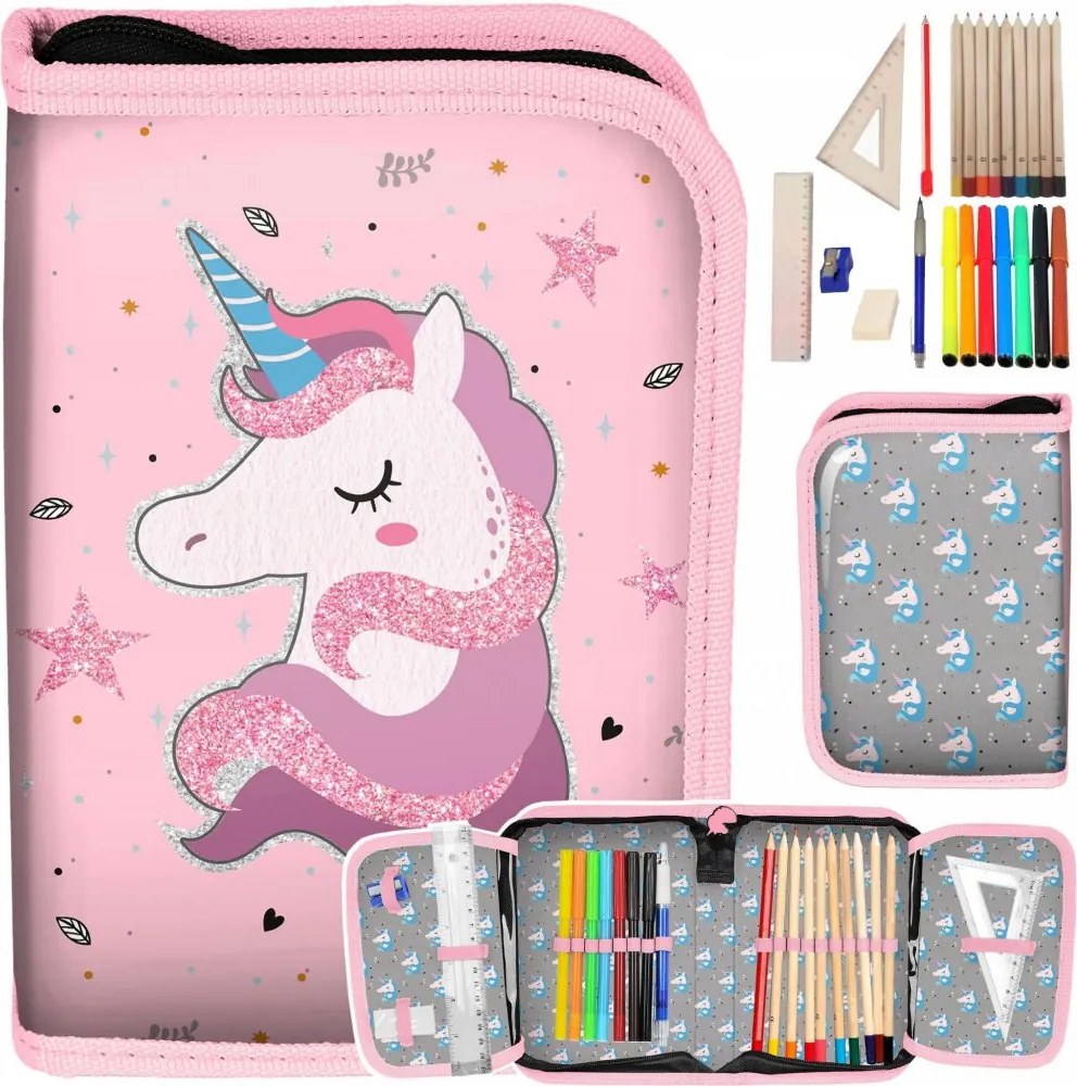 Set școală din 6 piese din cea mai recentă colecție pentru o fată, cu motiv unicorn