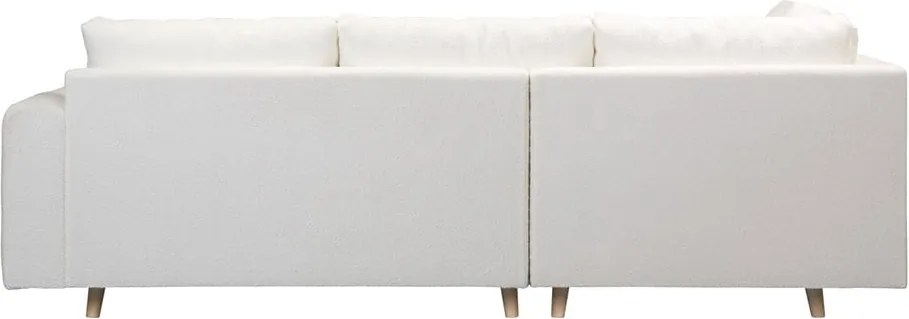 Colțar alb cu tapițerie din stofă bouclé (cu colț pe partea stângă ) Ariella – Ropez