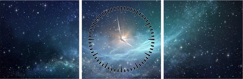 Tablou - Stele și nebuloase (cu ceas) (90x30 cm)