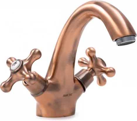 Baterie lavoar retro pentru chiuveta baie din alama,pipa fixa