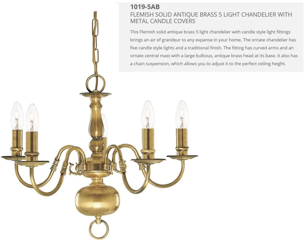 Candelabru traditional stil clasic Flemish alama 5L 1019-5AB SRT