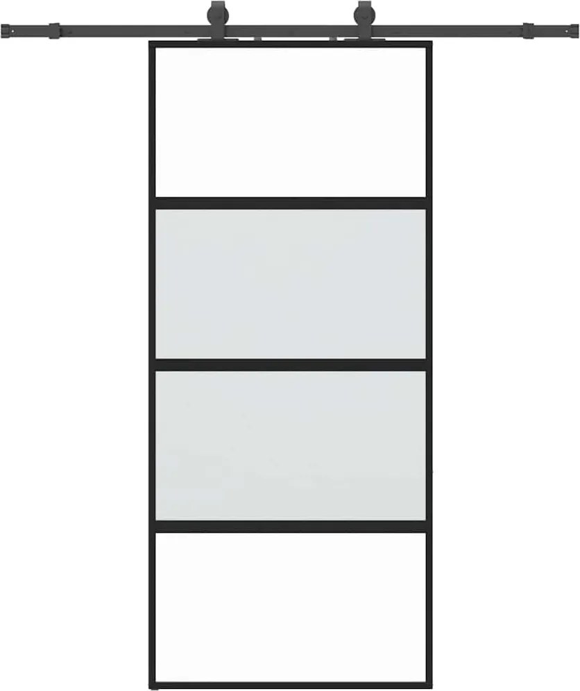 vidaXL Ușă glisantă cu set feronerie neagră 90x205cm sticlă securizată