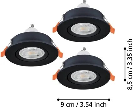 Eglo 902257 - Set de 3 spoturi LED pentru tavan BARRANCO 1xGU10/4,5W/230V negru