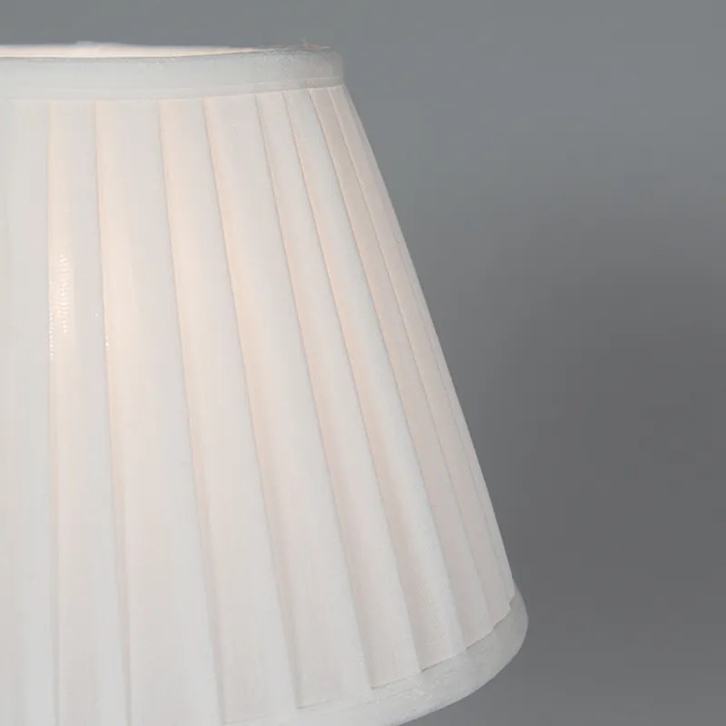 Lampă de masă retro din alamă cu abajur plisat alb 25 cm - Kaso