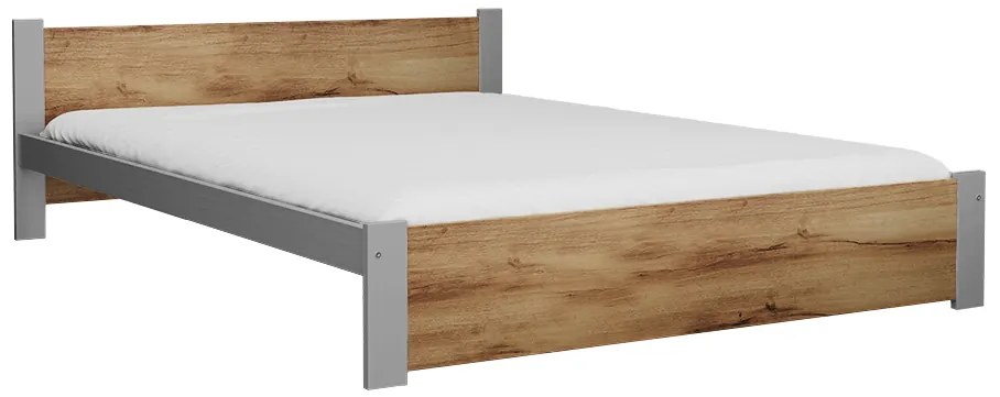 Pat de o persoana IKAROS 120 x 200 cm, stejar artisan/gri Saltele: Cu saltele Deluxe 10 cm, Somiera pat: Cu lamele drepte