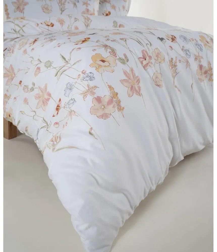 Lenjerie de pat albă din bumbac satinat pentru pat dublu, extinsă 240x220 cm Ivory Garden Floral – Mila Home Luxury