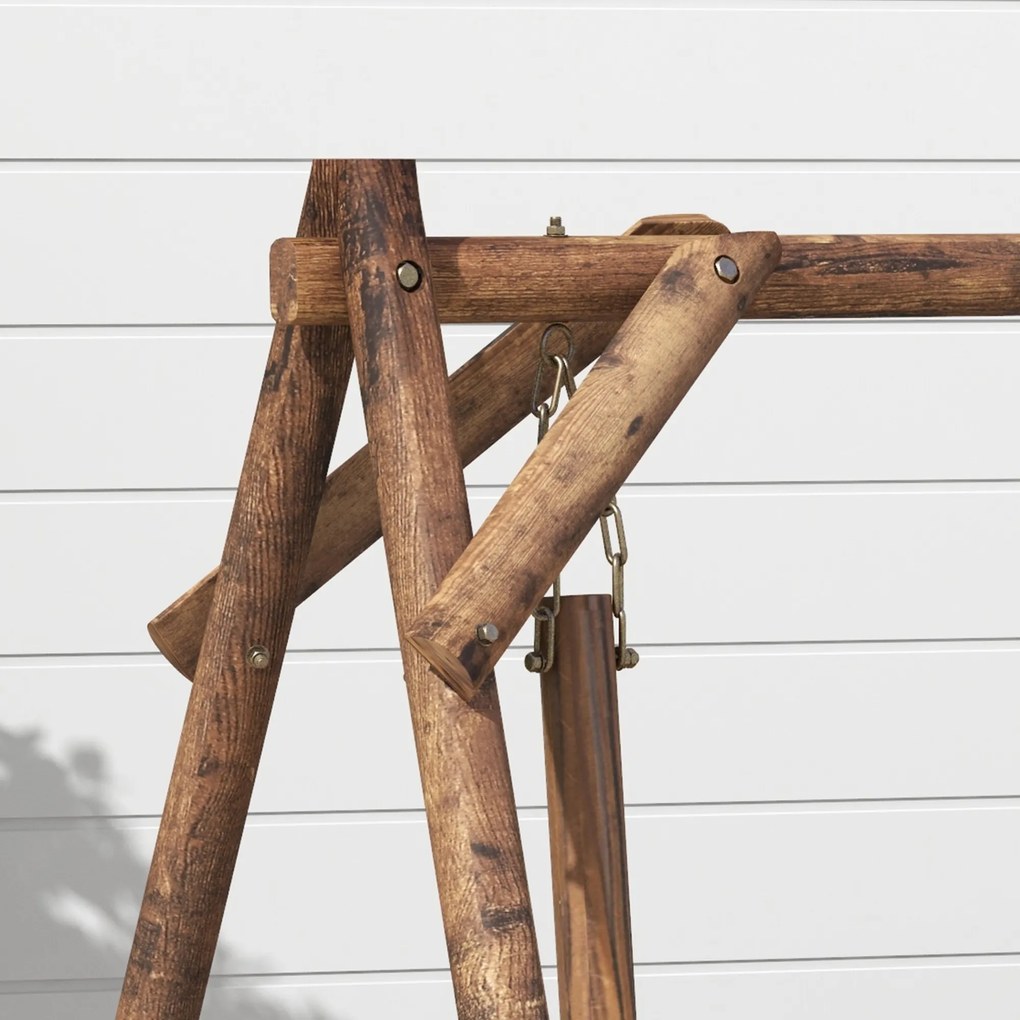 Outsunny Balansoar de grădină 2 locuri din lemn cu brațe Roți Căruțe pentru grădină - dim. 200L x 137l x 167H cm | Aosom Romania