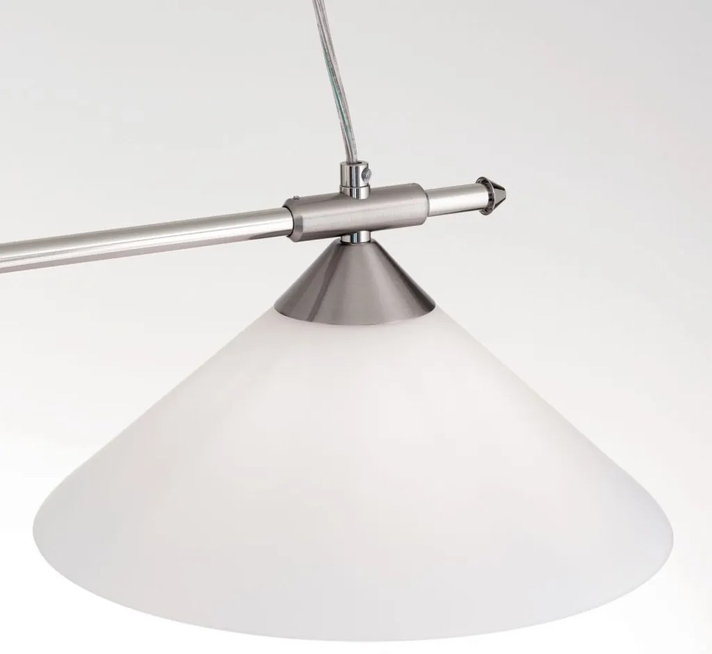 Lustra, Pendul realizat manual ARTDESIGN 2L, crom satinat/ alb opac