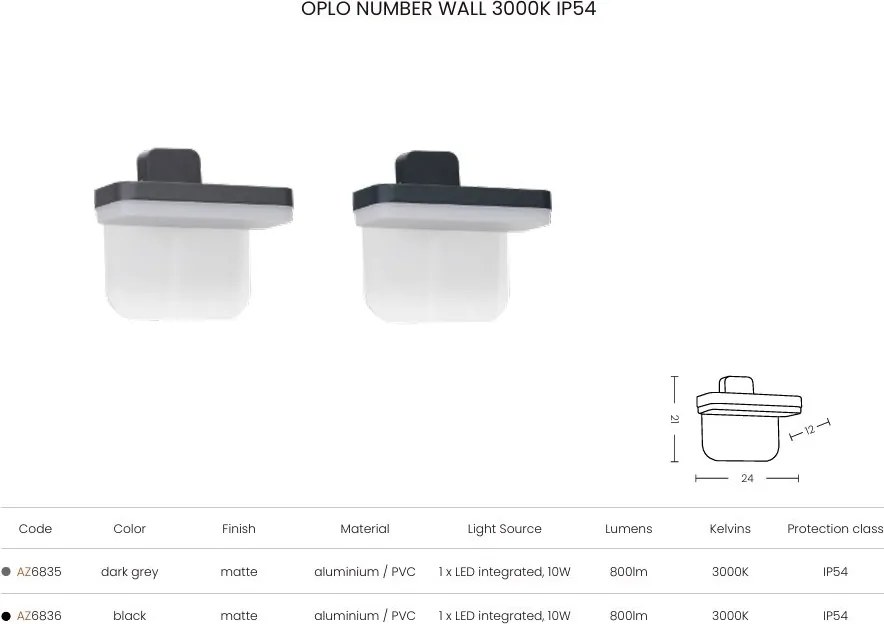 Aplica LED iluminat numar de casa IP54 OPLO NUMBER gri inchis