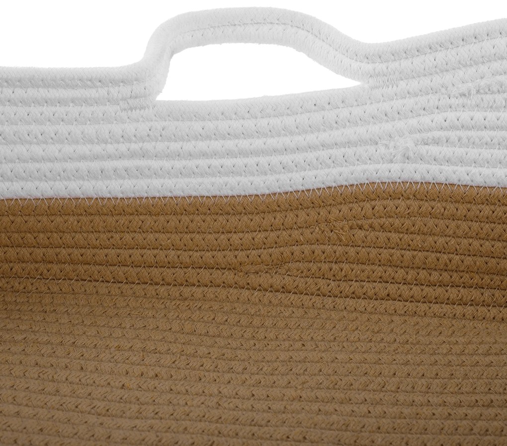 TEMPO-KONDELA SABI, coş tricotat, alb/ natural, 60x12,5 cm