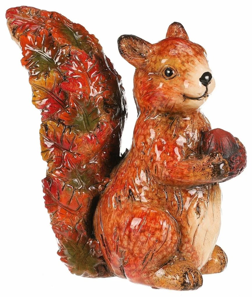 Decorație de toamnă Veveriță cu alune, 12 x 7 x 13cm, ceramică