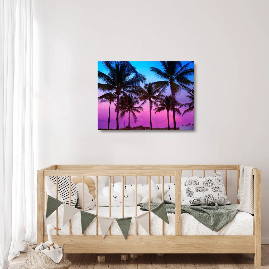 Tablou pe sticlă - Palmieri din Miami (70x50 cm)