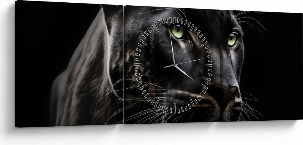 Tablou - Pantera Neagră (cu ceas) (90x30 cm)
