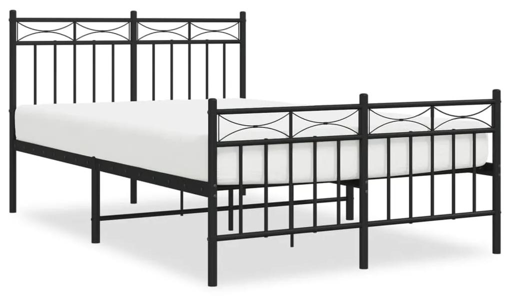 373706 vidaXL Cadru pat metalic cu tăblie de cap/picioare, negru, 120x190 cm