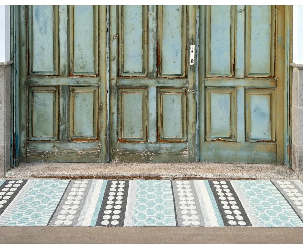 Covor tip traversă pentru interior și exterior gri/turcoaz 70x270 cm Asta Pale Turquoise – Pappelina