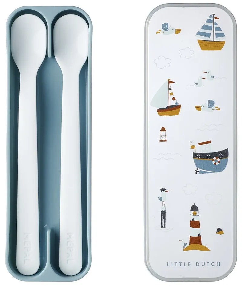 Linguri pentru copii albe/albastru-deschis din plastic 2 buc. Sailors bay – Mepal