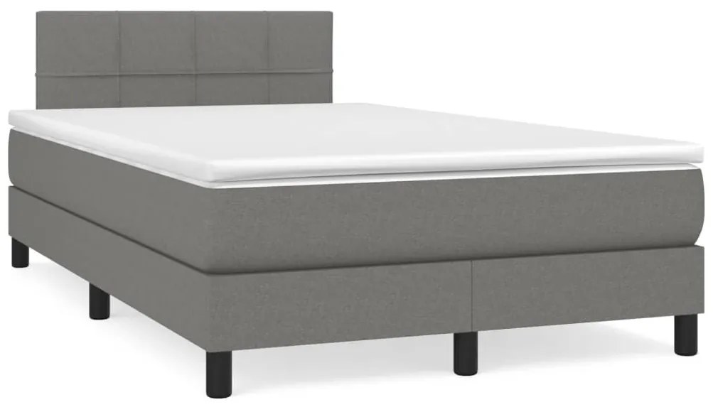 vidaXL Pat box spring cu saltea, gri închis, 120x190 cm, textil
